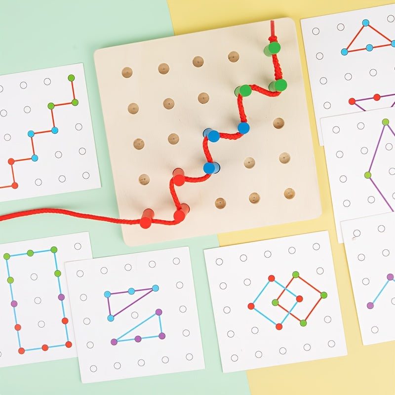Colorful Wooden Rope Threading Game for Kids