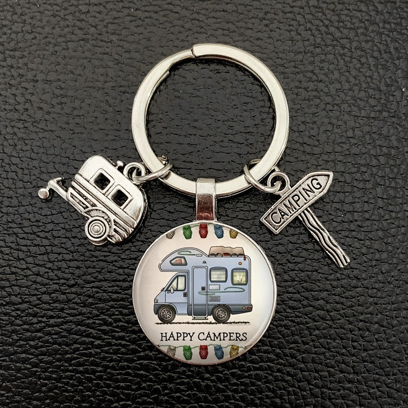 Time Gem Keychain Good Friends Happy Camping Pendant Metal Pendant