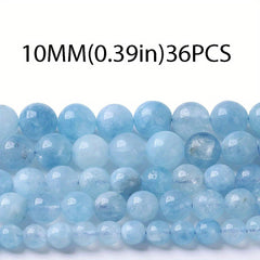 36pcs Aquamarine Natural Stone Beads for DIY Bracelet Necklace