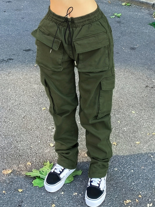 Cargo Pants Loose Fit Drawstring Elastic Waist Casual Sports Trousers