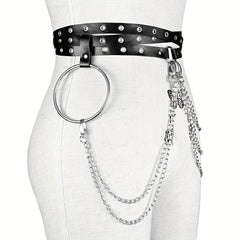 Layer Chain Tassel Belt Gothic Hollow PU Leather Belt Vintage Jeans Pants Belt