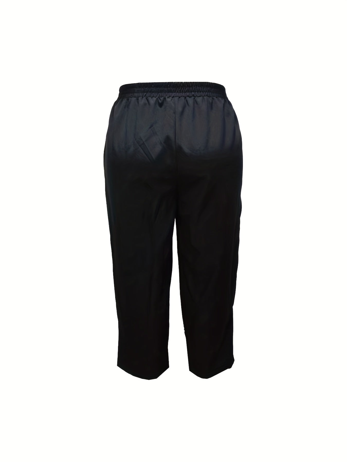  Solid Elastic Rise Straight Leg Pants With Pockets