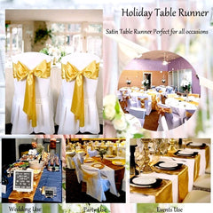 3pcs Disposable Golden Satin Silk Tablecloth