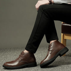 LAORENTOU Men's Leather Plush Lining Casual Boots