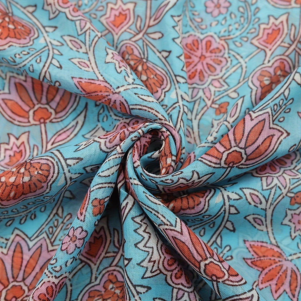 Boho Geometric Printed Scarf Tassel Shawl Vintage Head Wrap Women