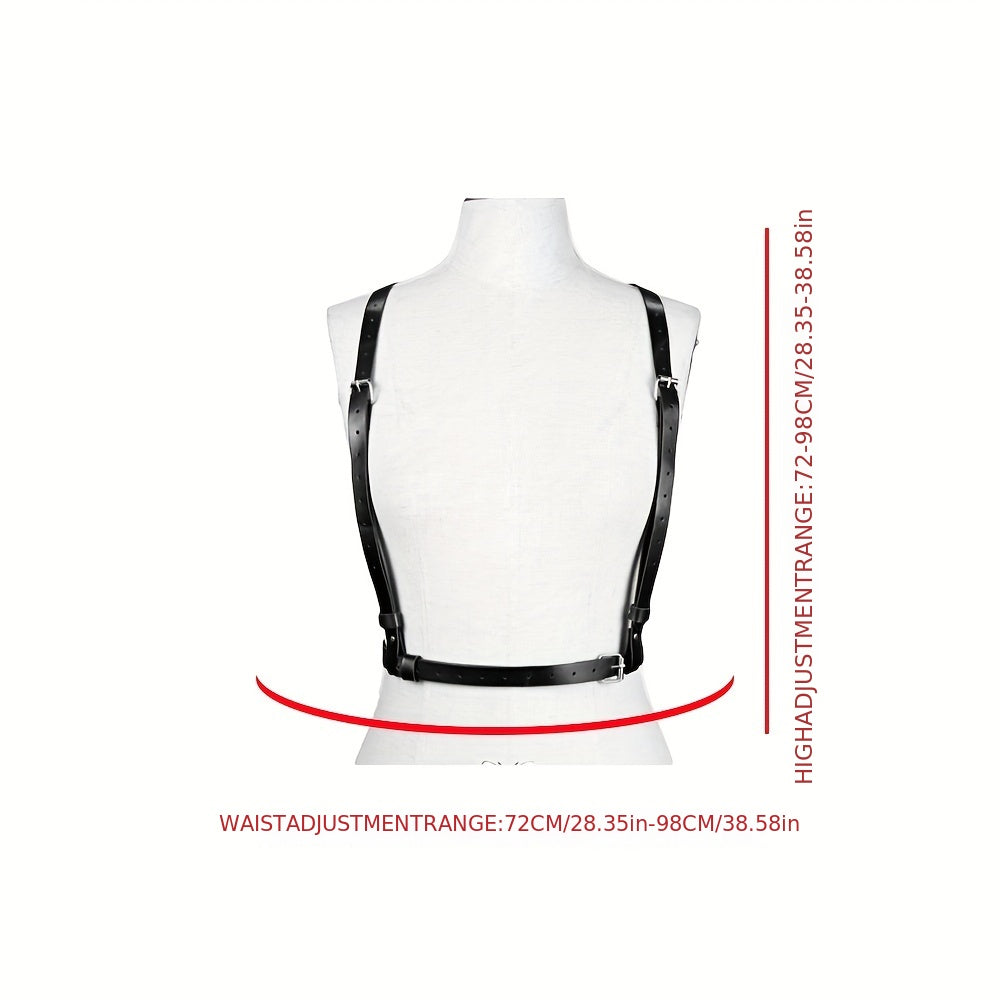 PU Harness Belt Rivet Waistband with Square Pin Buckle Suspenders