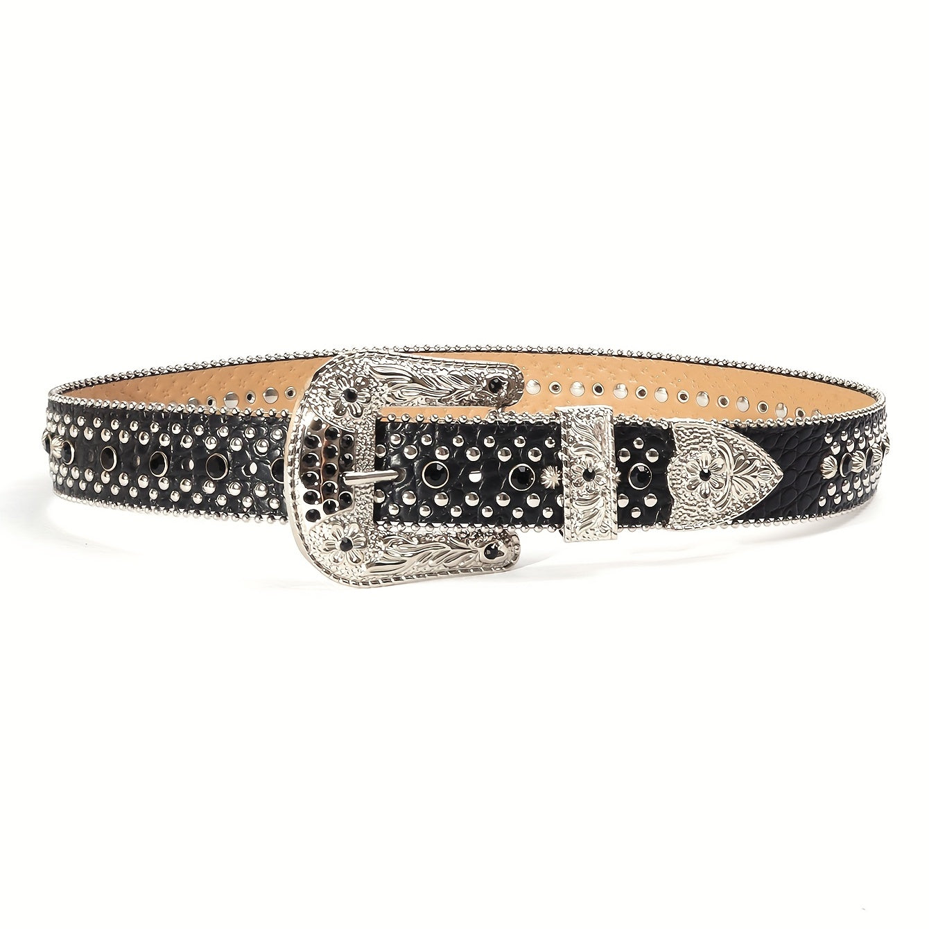 Rhinestone Belt Western Cowboy Cowgirl PU Leather Crystal Studded Strap