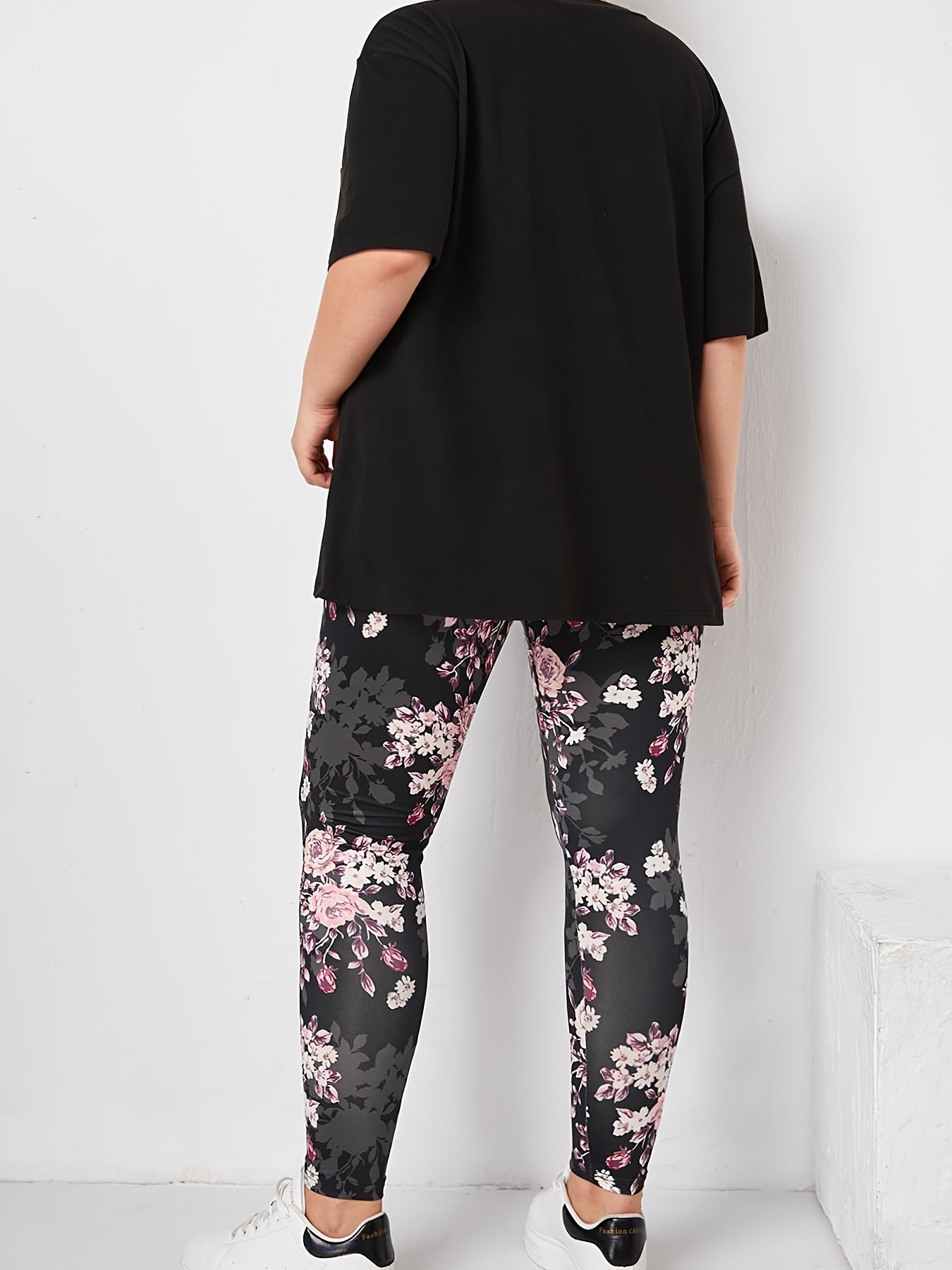  Colorblock Floral Print 2 Piece Set