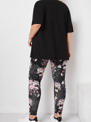  Colorblock Floral Print 2 Piece Set