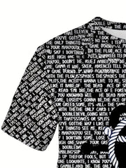 Men's Anchor Print T-shirt Casual Stretch Tee for Summer