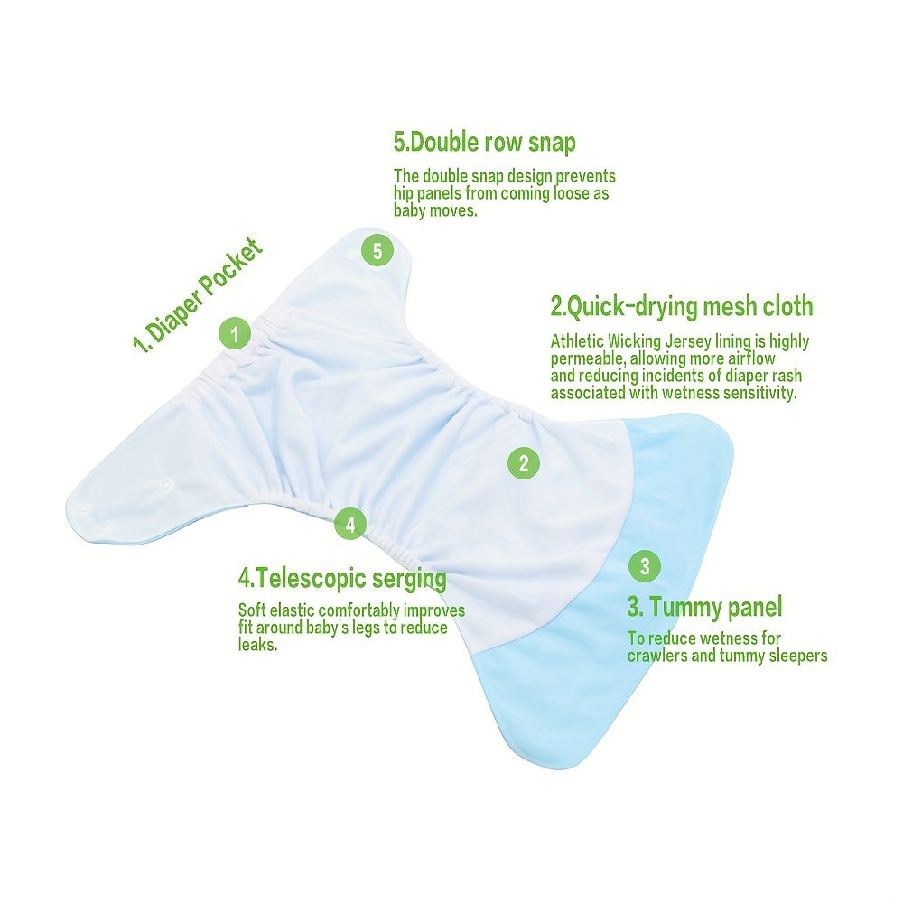 Reusable Washable Pocket Diaper for Boys & Girls