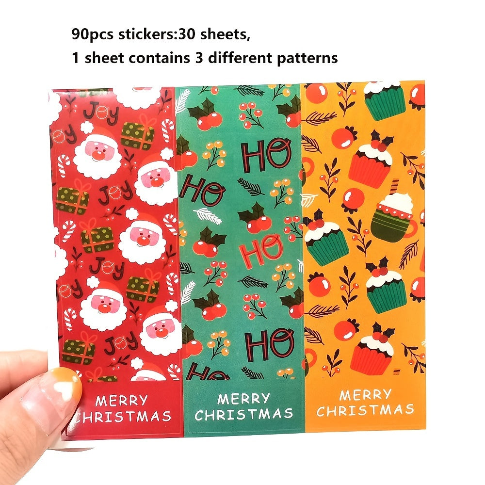 90pcs Stickers 30 Sheets 3 Stickers Each Rectangle Package Labels Decorative