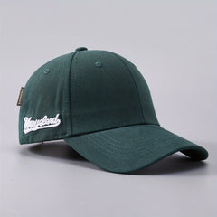 Men's Solid Curved Brim Baseball Cap Side Embroidery Letters Peaked Cap
