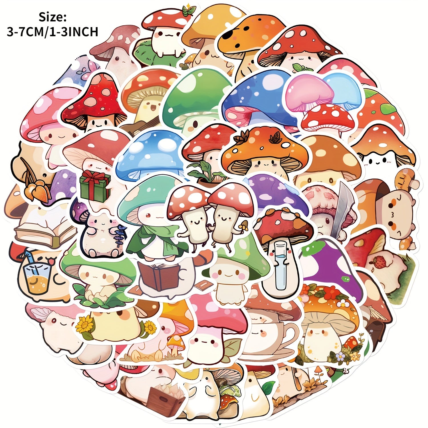 50pcs Mushroom Series Graffiti Stickers Waterproof DIY Sticker Pack