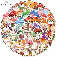 50pcs Mushroom Series Graffiti Stickers Waterproof DIY Sticker Pack