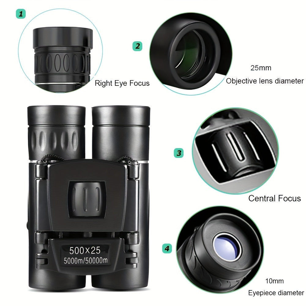 HD Binoculars BAK4 Prism Portable Foldable for Outdoor Camping Hiking