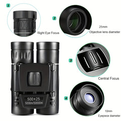 HD Binoculars BAK4 Prism Portable Foldable for Outdoor Camping Hiking