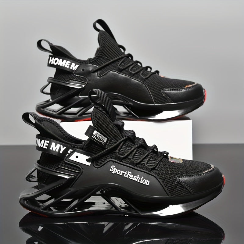 Men's Letter Print Mesh Blade Sneakers Outdoor Running Shoes