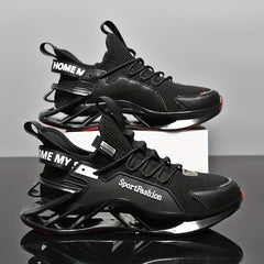 Men's Letter Print Mesh Blade Sneakers Outdoor Running Shoes