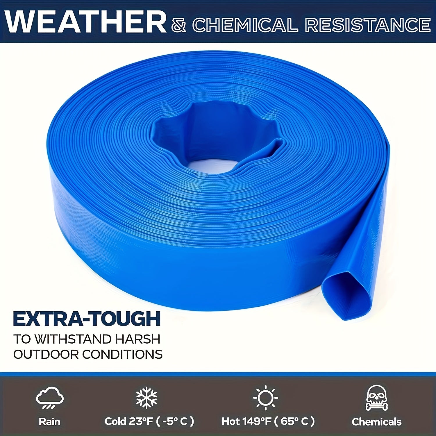 3 Pack 50FT Pool Backwash Hose Reinforced Sump Pump Discharge Hose