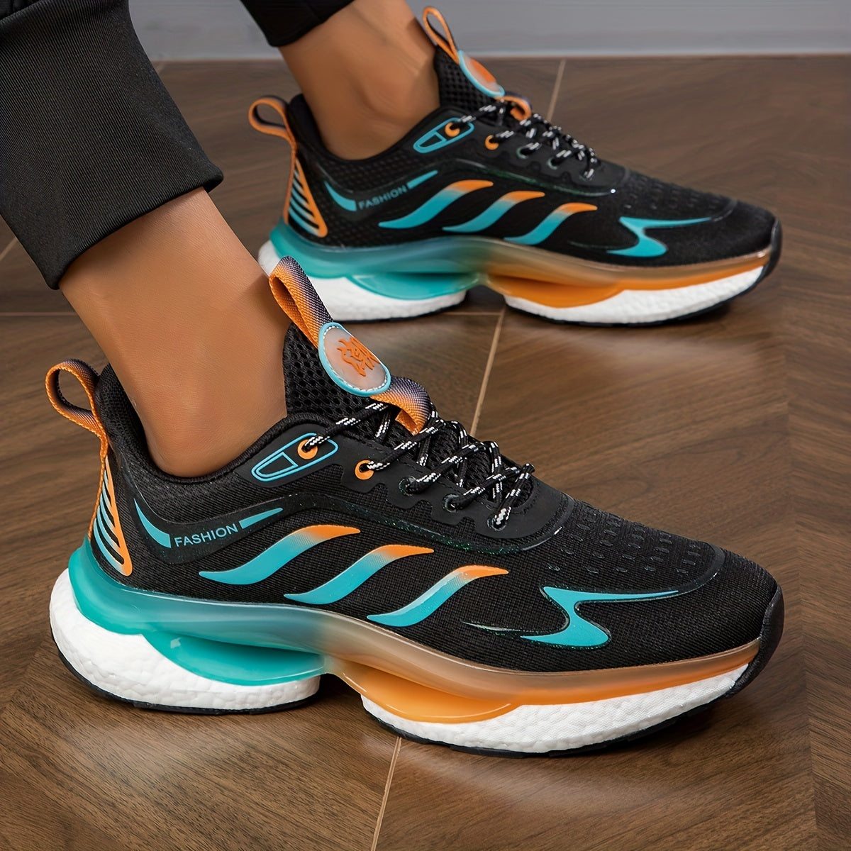 Unisex Lace Up Non-slip Athletic Running Shoes with Air Cushion