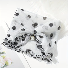 Polka Dot Ruffle Scarf & Neckerchief Infinity Scarf Faux Pearl Headband