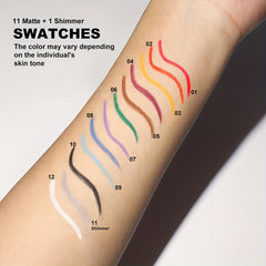 12 Colors Waterproof Gel Eyeliner Set Multicolor Rainbow Shades