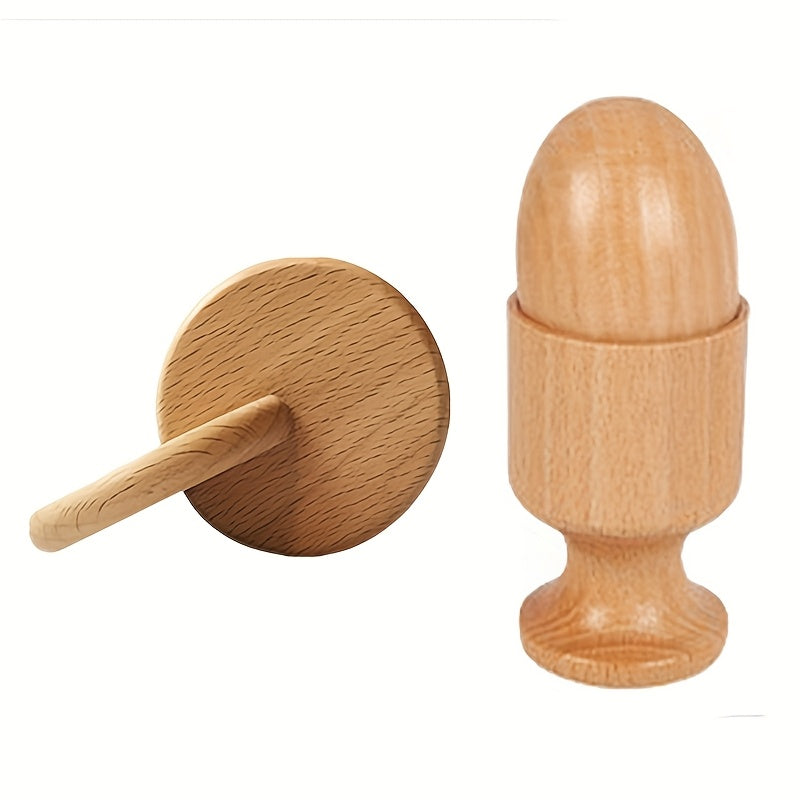 Baby Grasp Rattle Sensory Finger Chain Wooden Toy