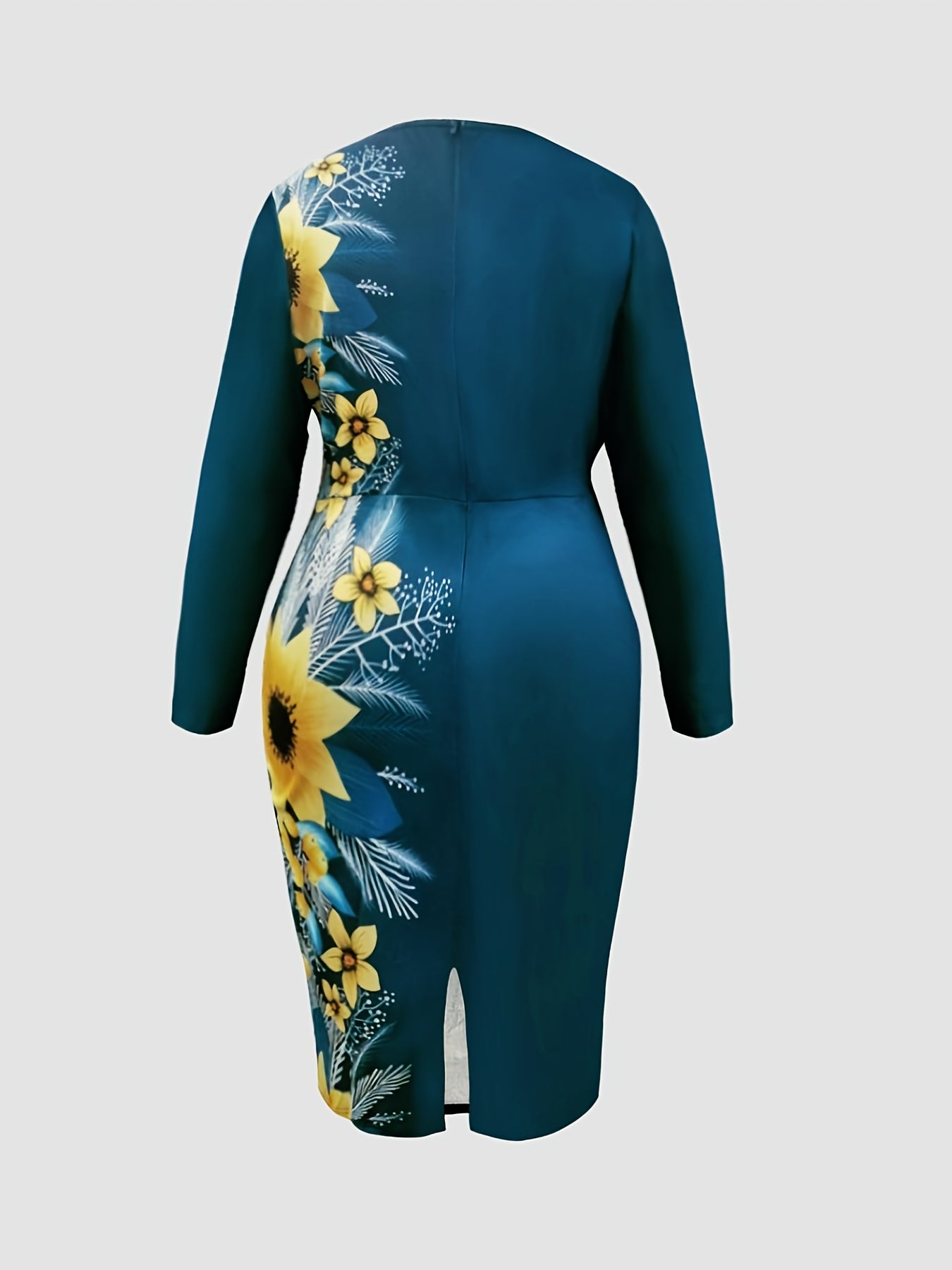  Floral Print Long Sleeve Bodycon Dress