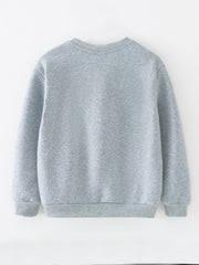 Boys Grey Printed Crew Neck Sweatshirt
