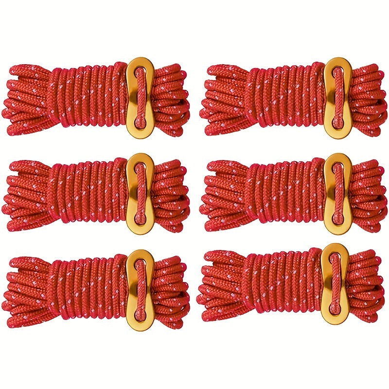 6pcs Reflective Camping Rope with Tensioner for Tarp Camping