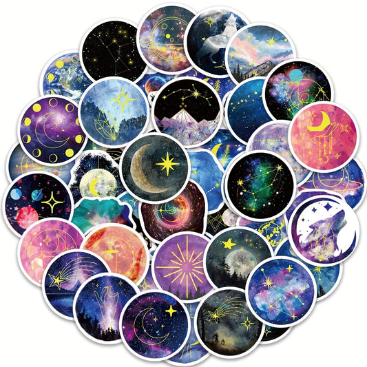 50pcs Moonlight Planet Stickers for Skateboard Laptop Gift Waterproof Graffiti