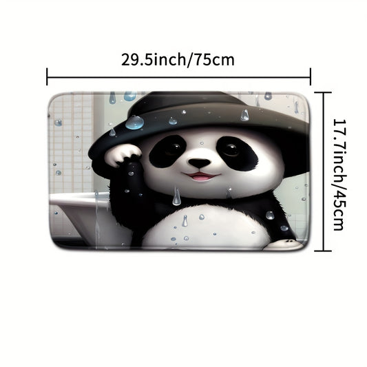 Panda Shower Curtain Set with Rings & Floor Mat - Modern Bathroom Accessory