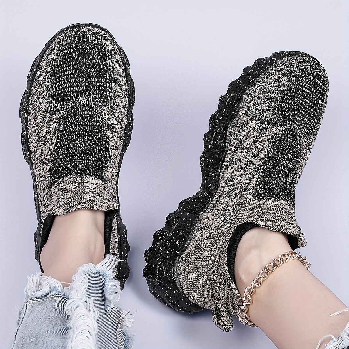 Grey Mesh Road Running Shoes Women Lightweight Sport Shoes