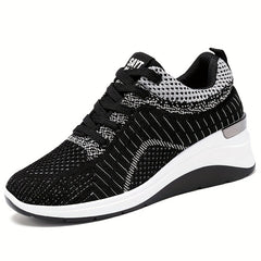 Women's Chunky Knit Sneakers Breathable Lace Up Sports Shoes