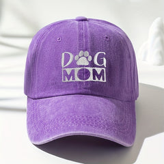 DOG MOM Embroidery Baseball Cap Vintage Washed Distressed Solid Dad Hats