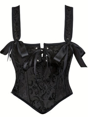 Jacquard Tank Corset Bustier Retro Tummy Control Lace Up Body Shaper