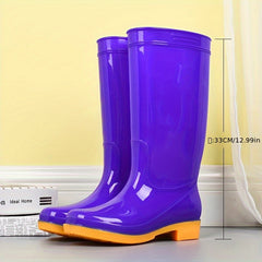PVC Round Toe Flat Waterproof Rain Boots Lightweight Comfortable