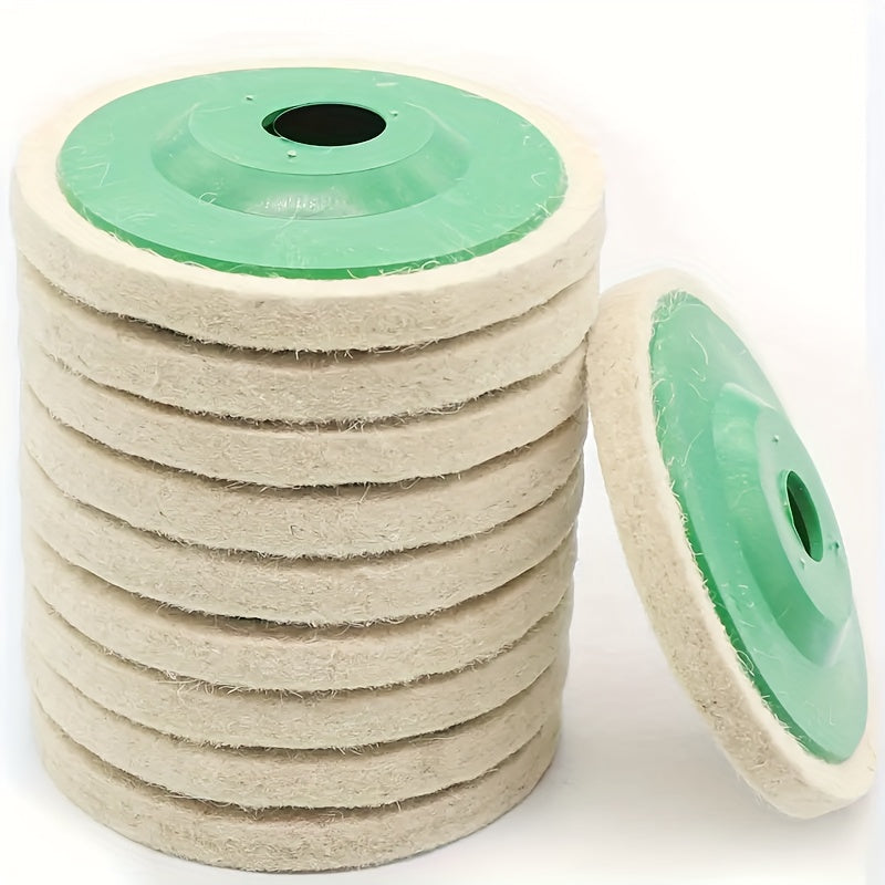5pcs Green Wool Felt Disc Wheel Pad Buffing Wheel Pad for Angle Grinder