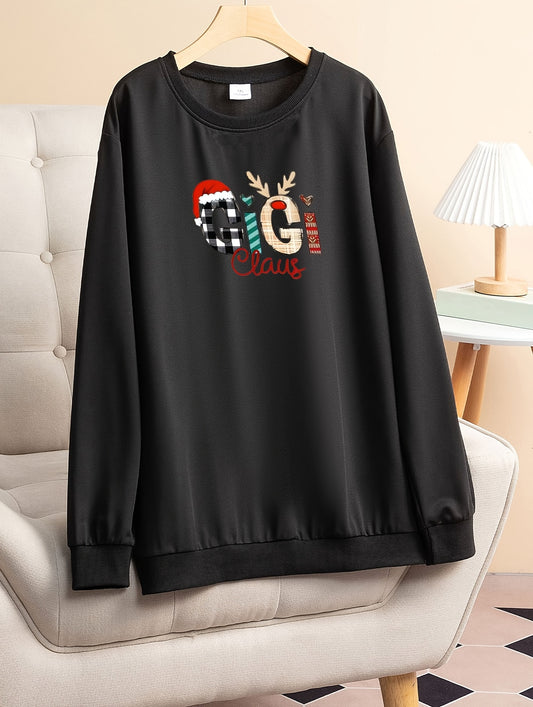  Christmas Lounge Top Women's Plus Christmas Letter Graphic