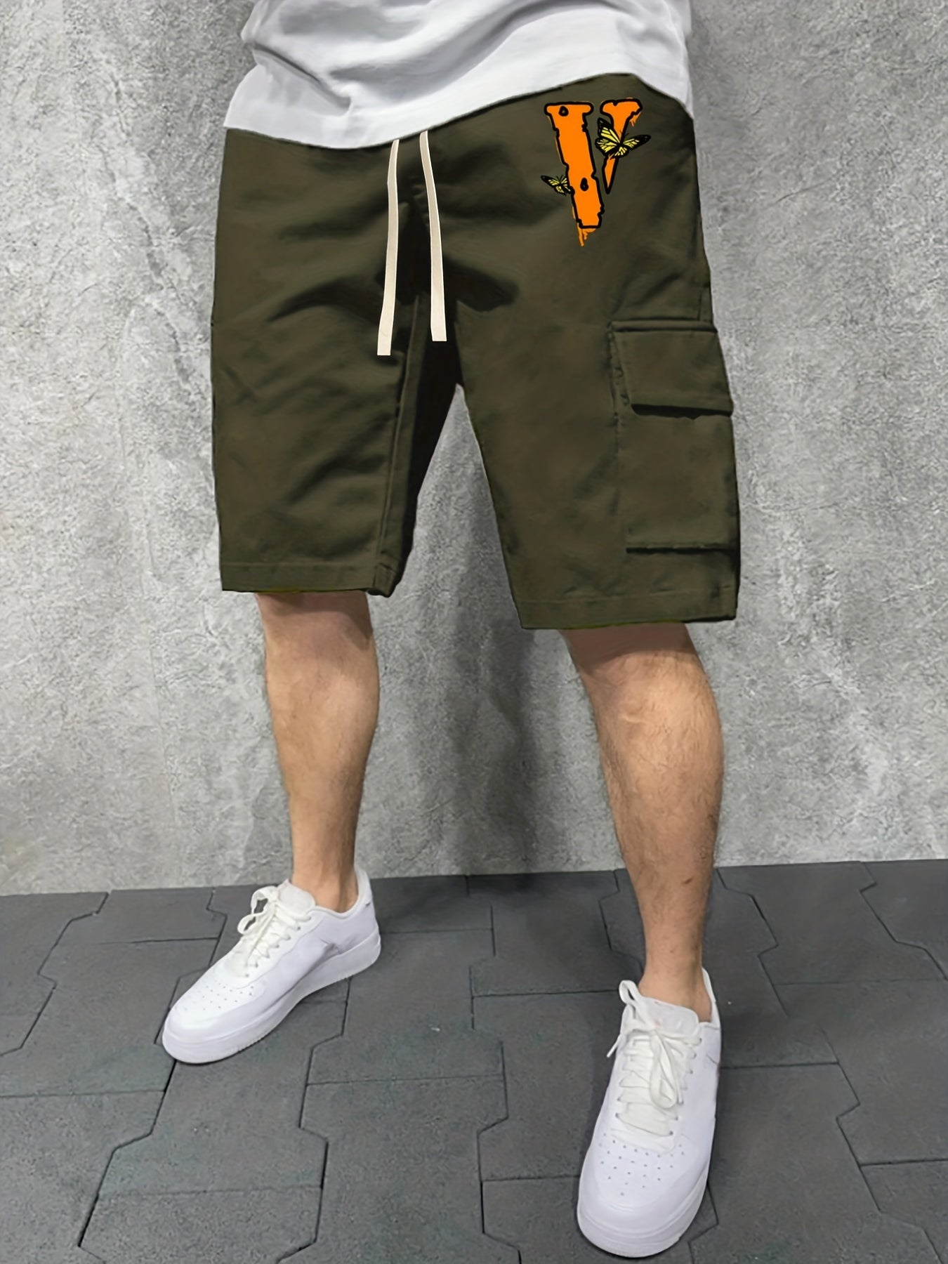 Men's V & Butterfly Graphic Casual Sports Cargo Shorts