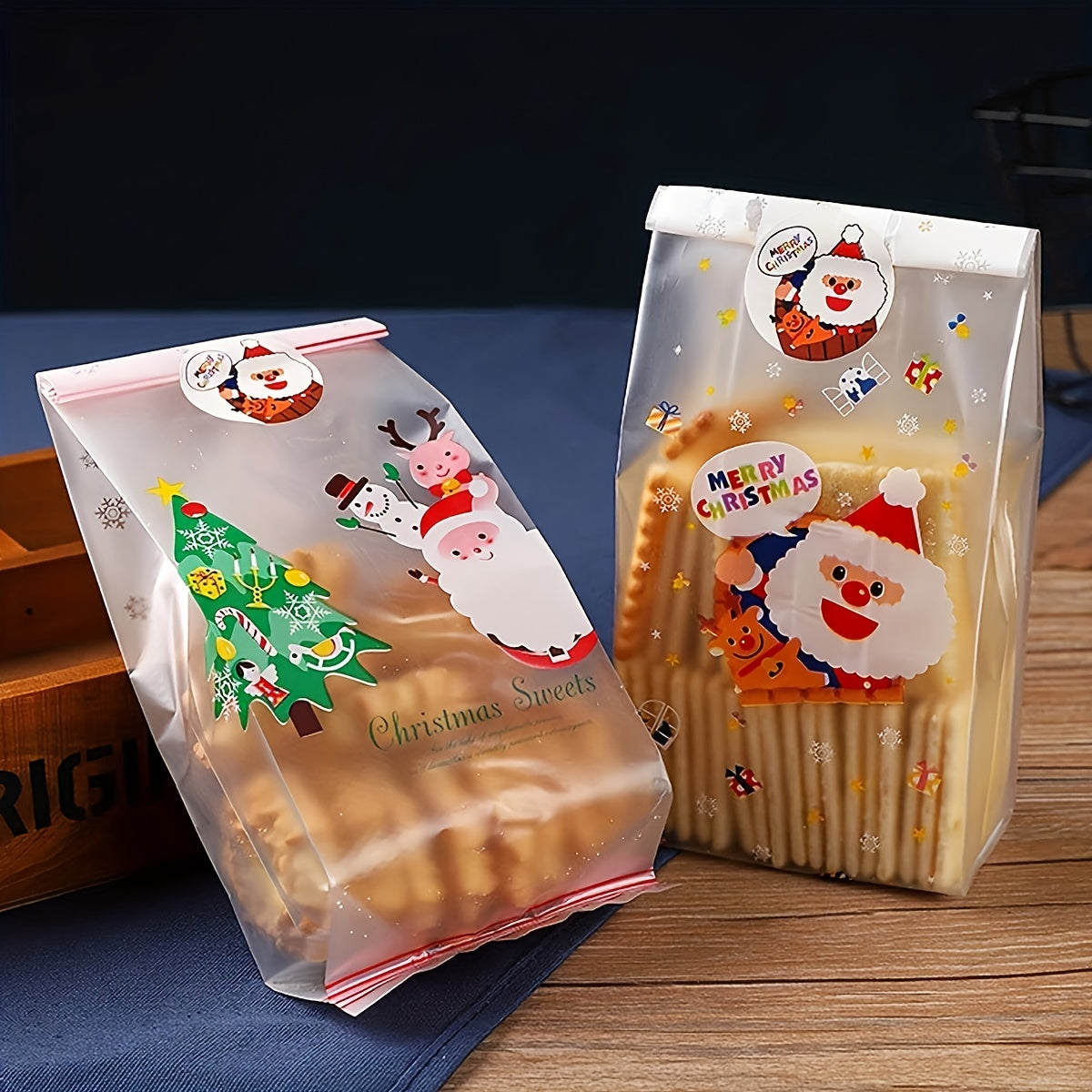 10pcs Christmas Gift Bags Santa Claus Goodie Bags