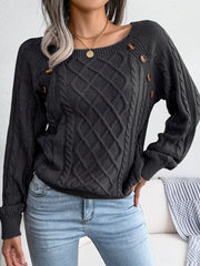 Women's Lantern Sleeve Textured Sweater