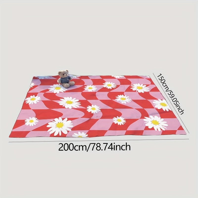 Daisy Pattern Print Picnic Mat Foldable Waterproof Beach Blanket