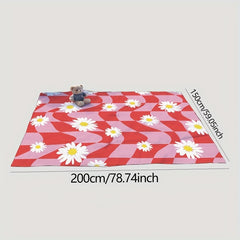 Daisy Pattern Print Picnic Mat Foldable Waterproof Beach Blanket