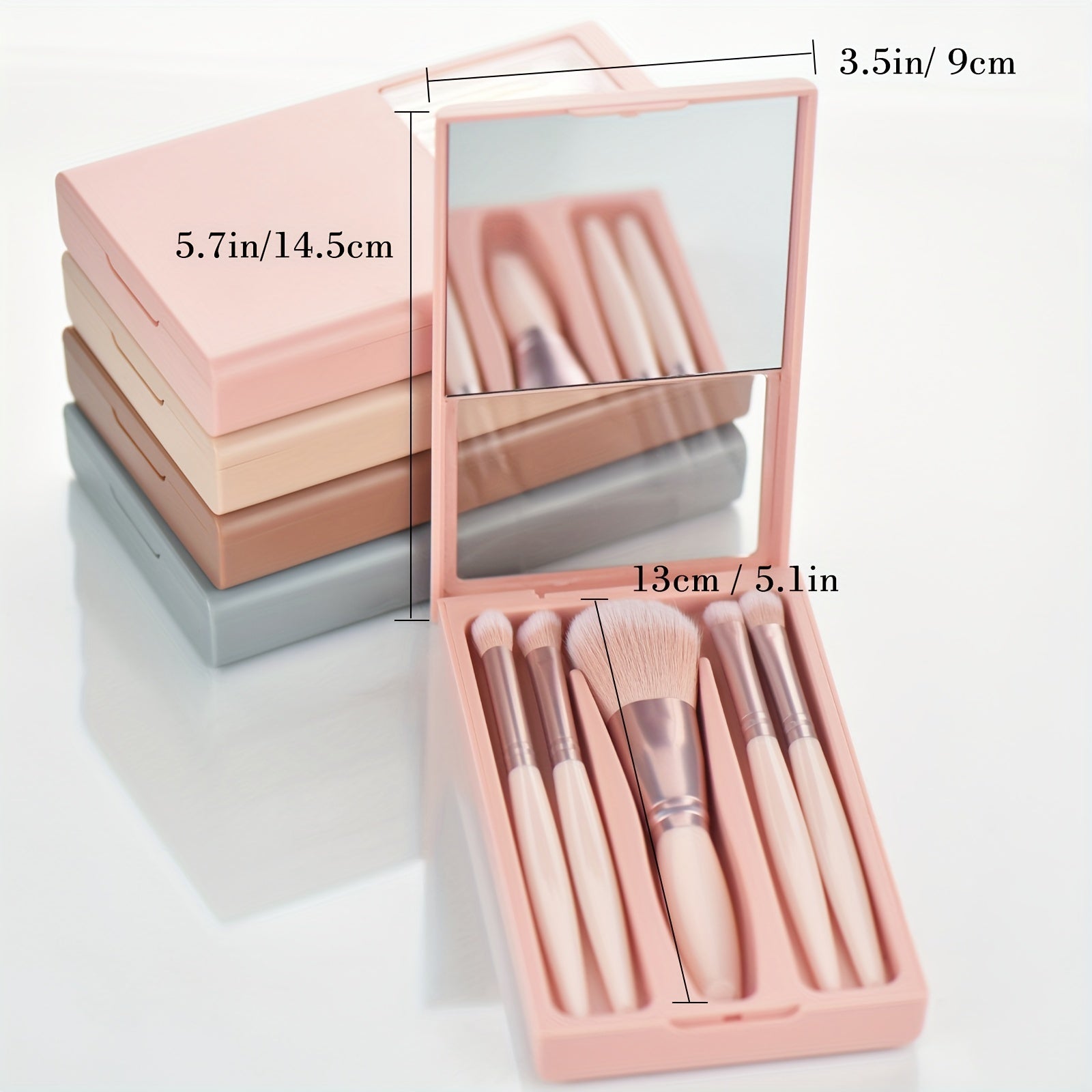 5pcs Mini Makeup Brush Set with Case & Mirror