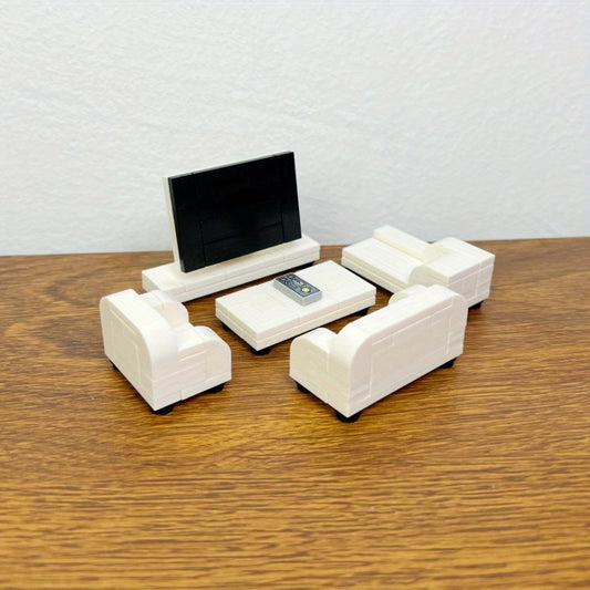 House Furniture Building Blocks Toys Set Living Room Kitchen TV Bed