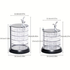 Round Rotating Jewelry Storage Box Multilayer Desktop Display Case
