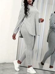 Ribbed Hoodie & Leggings Lounge Set