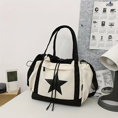 Large Capacity Women's Shoulder Bag Star Graphic Casual Style Vegan Leather